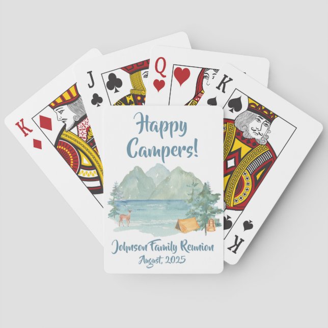 Happy Campers Rustic Mountains Family Reunion  Playing Cards (Back)