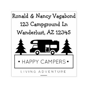 Happy Campers   Rustic Retired Camping Self-inking Stamp