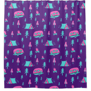 Happy Campers RV and Camping Shower Curtain