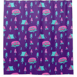 Happy Campers RV and Camping Shower Curtain