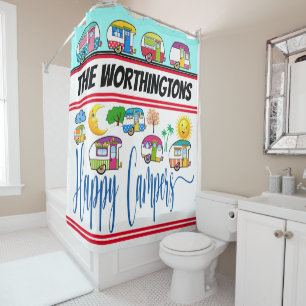HAPPY CAMPERS SHOWER CURTAIN