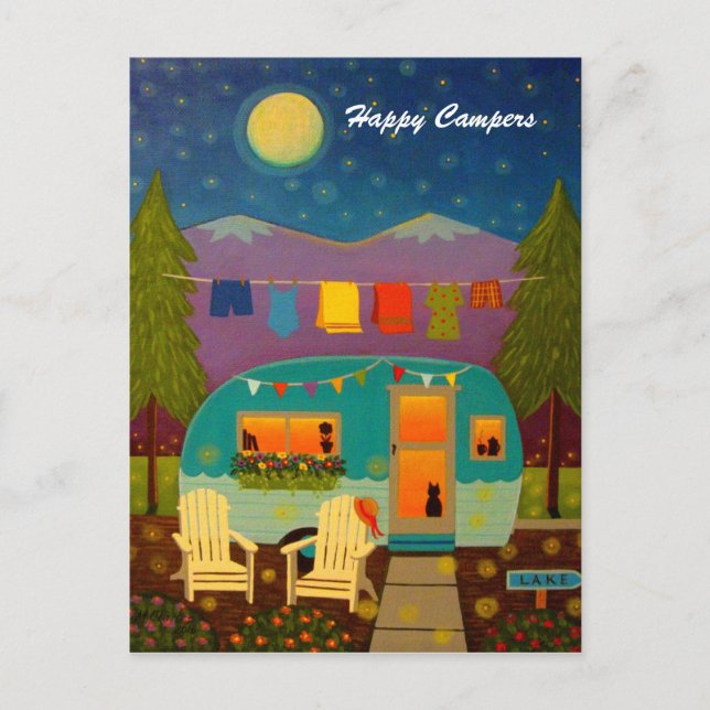 Happy Campers Trailer Background Postcard (Front)