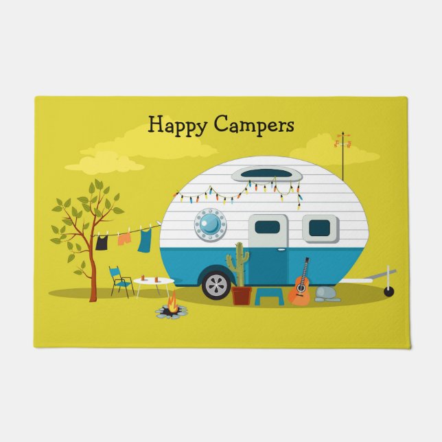 Happy Campers Trailer Doormat (Front)