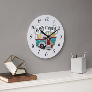 Happy campers trailer large clock