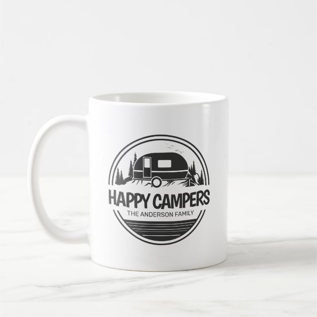 Happy Campers Vintage Camping Coffee Mug (Left)