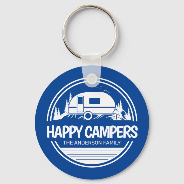 Happy Campers Vintage Camping Keychain (Front)