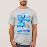 HAPPY CAMPERS Vintage Retro Trailer RV Vanlife T-Shirt<br><div class="desc">Sweet tee with vintage retro camping trailer,  van,  RV plus bikes and scooters. Customise it by adding text to the front or back. Check my shop for more!</div>