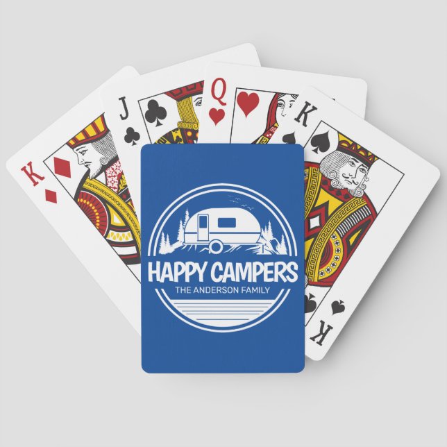 Happy Campers Vintage Silhouette Camping Playing Cards (Back)