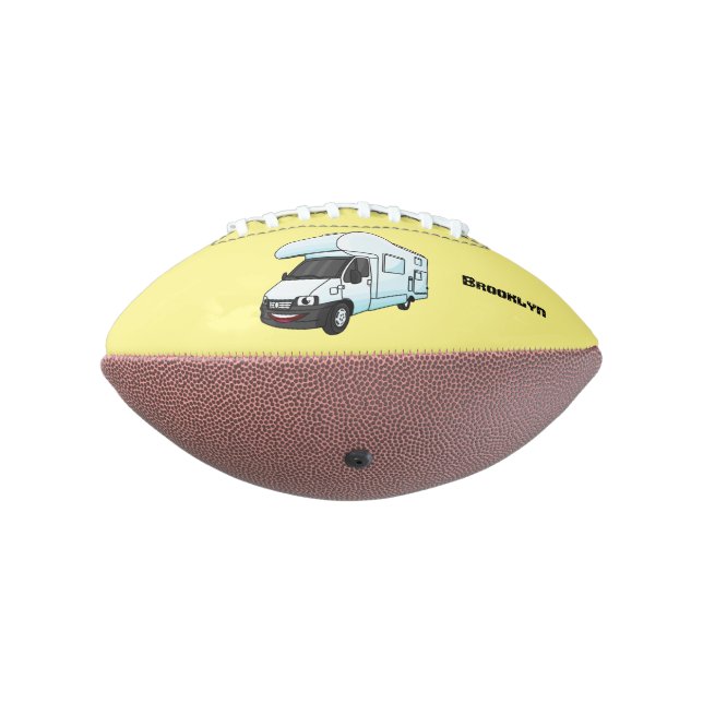 Happy campervan cartoon illustration american football (Rotated 270)