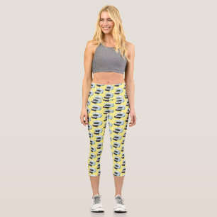 Happy campervan cartoon illustration capri leggings