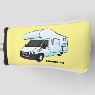 Happy campervan cartoon illustration golf head cover