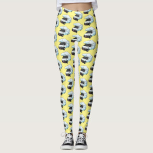 Happy campervan cartoon illustration leggings