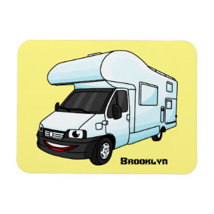 Happy campervan cartoon illustration magnet