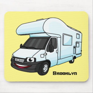Happy campervan cartoon illustration mouse mat