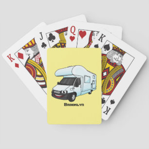 Happy campervan cartoon illustration playing cards