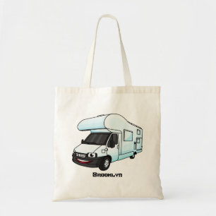 Happy campervan cartoon illustration tote bag