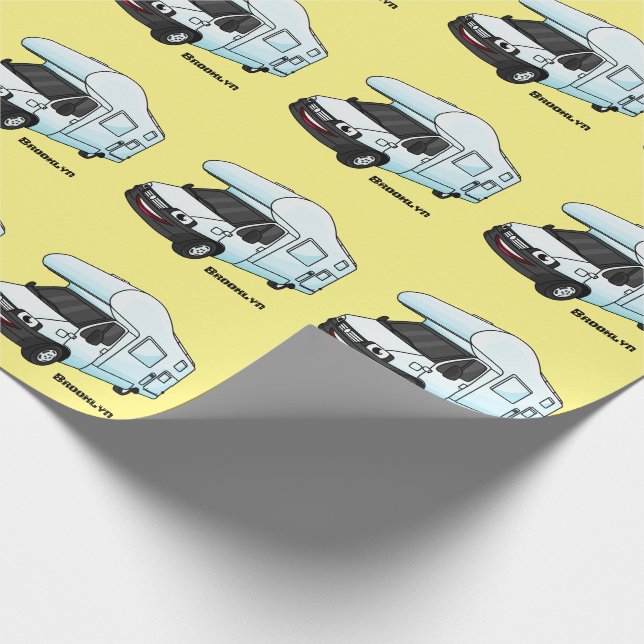Happy campervan cartoon illustration  wrapping paper (Corner)