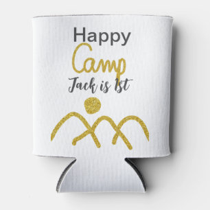 Happy camping camper one birthday kids golden sun can cooler