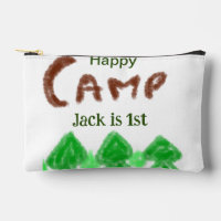 Happy camping camper one birthday kids trees wood