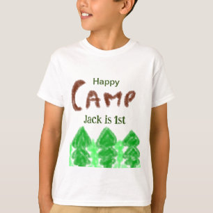Happy camping camper one birthday kids trees wood T-Shirt