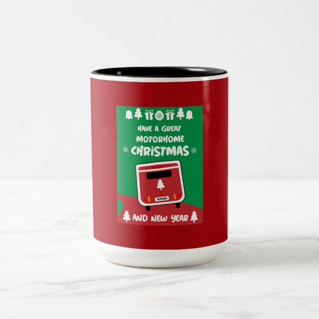 Happy Camping Motorhom Xmas     Two-Tone Coffee Mug (Center)