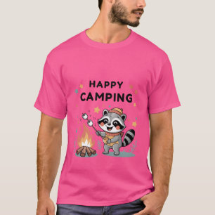 Happy Camping Raccoon Cute Campfire friend T-Shirt