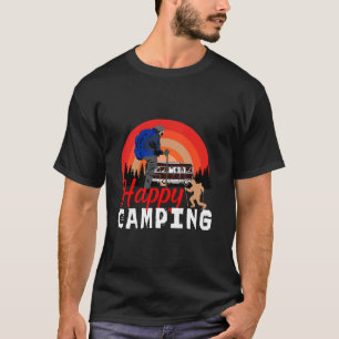Happy Camping Retro Sunset Hiking Adventure T-Shirt
