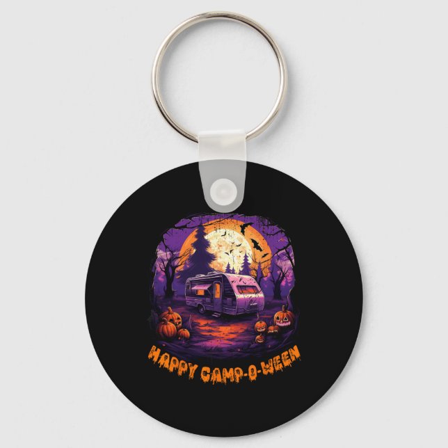 Happy CampOWeen Camping Halloween Costume Pumpkin  Key Ring (Front)