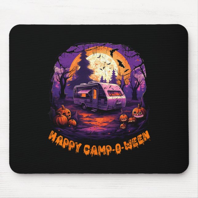 Happy CampOWeen Camping Halloween Costume Pumpkin  Mouse Mat (Front)