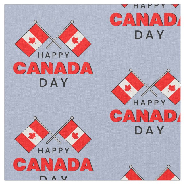 Happy Canada Day Canadian National Flag  Fabric (Close Up)