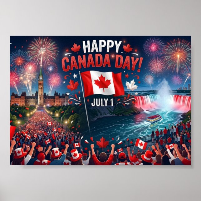 Happy Canada Day celebrations fireworks Poster (Front)