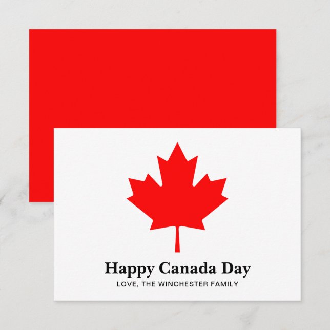 Happy Canada Day custom text with red maple leaf (Front/Back)