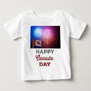Happy Canada Day Flag & Fireworks Baby T-Shirt