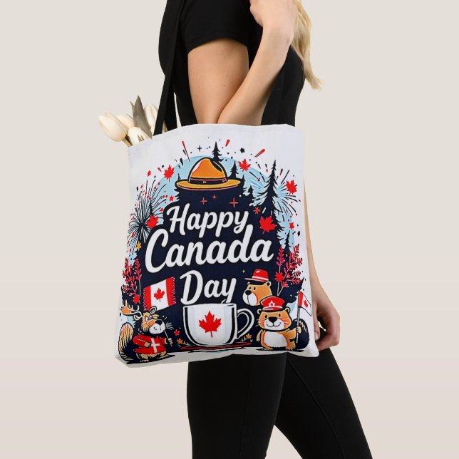 Happy Canada Day Fun Tote Bag (Close Up)
