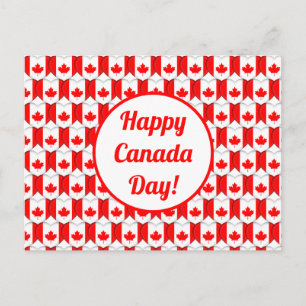 Happy Canada Day Greeting Maple Leaf Hearts Cute Postcard