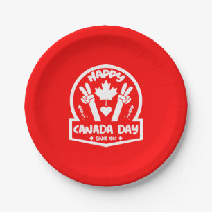 Happy Canada Day July 1 Paper Plate