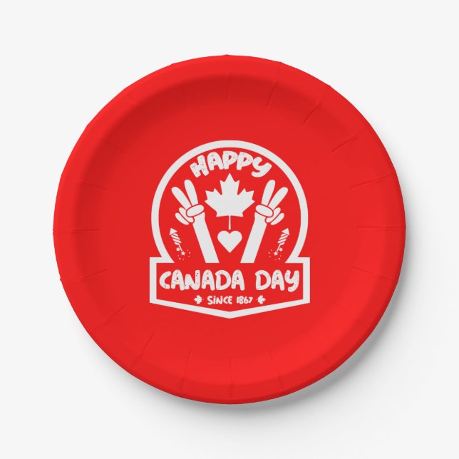 Happy Canada Day July 1    Paper Plate (Front)