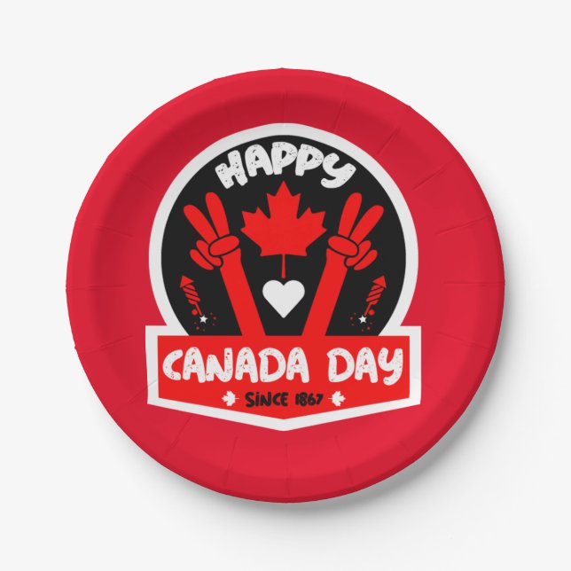 Happy Canada Day July 1st       Paper Plate (Front)
