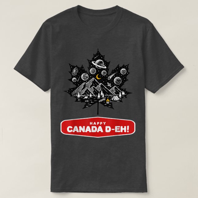 Happy Canada Day Moon Camping Night Funny Tee  (Design Front)