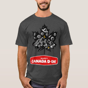 Happy Canada Day Moon Camping Night Funny Tee 