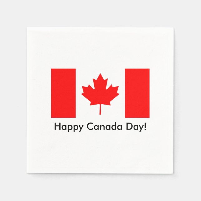 Happy Canada Day napkins with Canadian flag (Front)