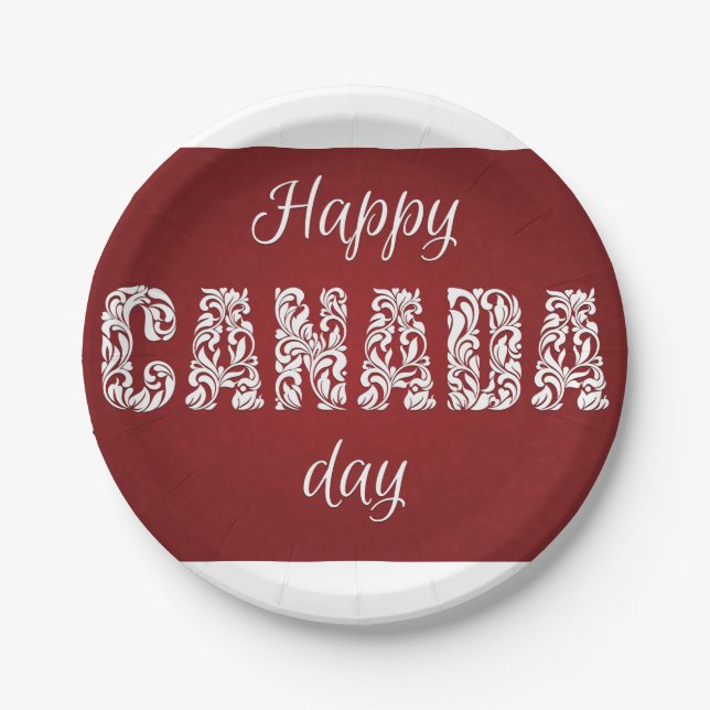 Happy Canada Day Paper Plate (Front)