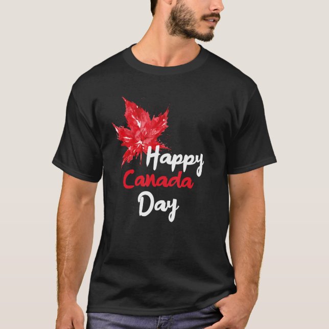 Happy Canada Day Party Canadian Flag Maple Patriot T-Shirt (Front)
