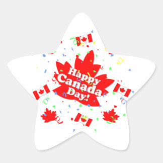 Happy Canada Day Party Star Sticker