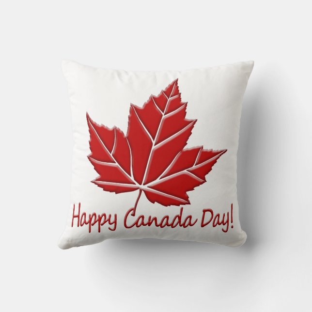 Happy Canada Day Pillows Canada Day Throw Pillow (Back)