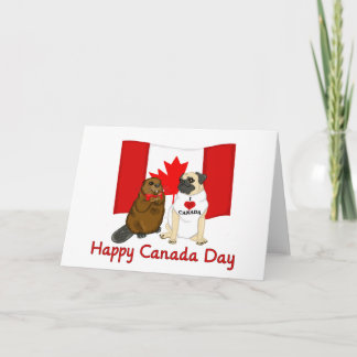 Happy Canada Day Pug and Beaver Pal Tees, Gifts Card