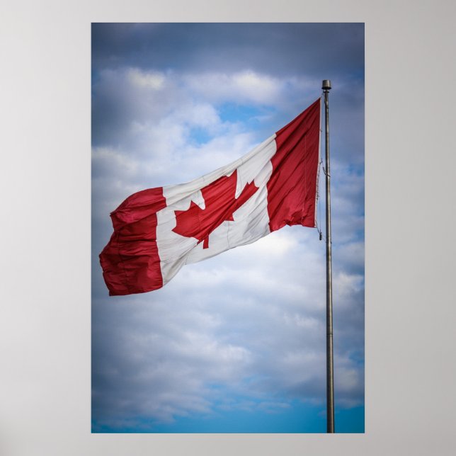 Happy Canada Day Red and White Canadian Flag Poster (Front)