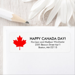 Happy Canada Day red maple leaf custom address