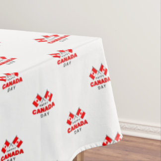 Happy Canada Day Red White Canadian Flags Large Tablecloth