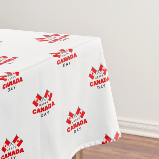 Happy Canada Day Red White Canadian Flags Large  Tablecloth (In Situ)